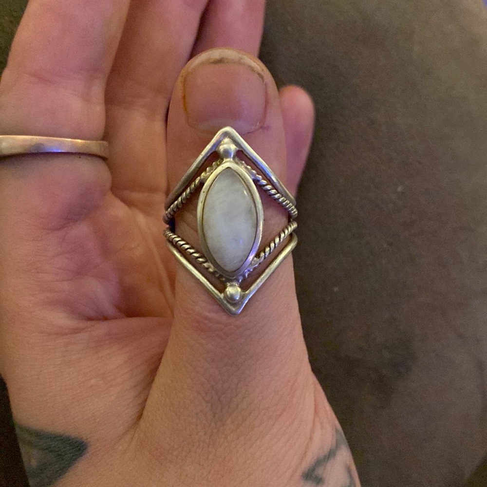 White quartz ring, size 7. Handmade.